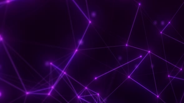 Purple Glowing Plexus Network Moving ON black Background, Digital Technology Glowing Plexus Line Mov