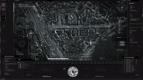 Modern Satellite Surveillance Network Tracking Target In High Crime Area alt