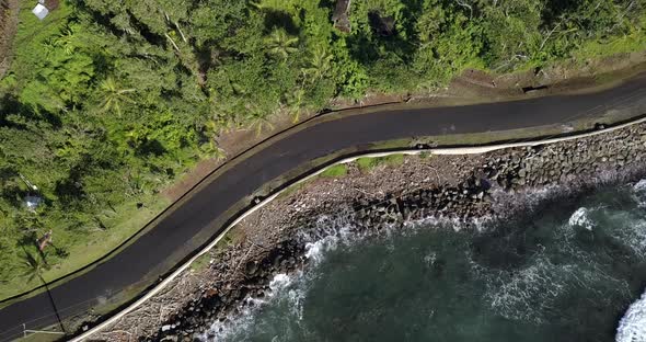 View Of The Road Between The Ocean And The Jungles Of Dominica