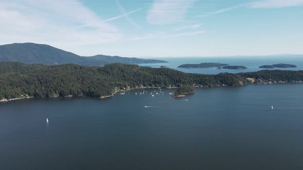 Views of the beautiful islands and peninsulas in the stunning Howe Sound from Soames Hill on the Sun