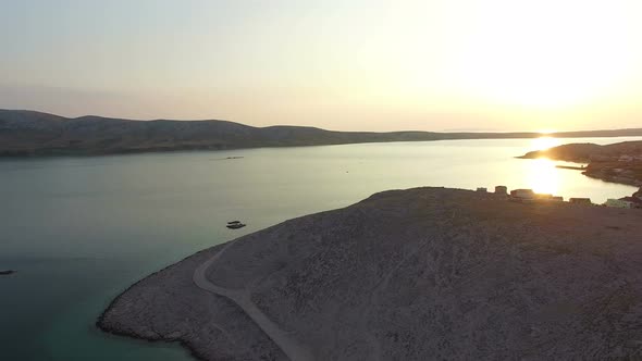 Beautiful sunset on the island of Pag, Croatia alt