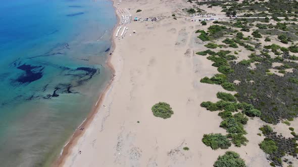 Aerial footage of the beautiful small town known as St George South, Greek city of Corfu 