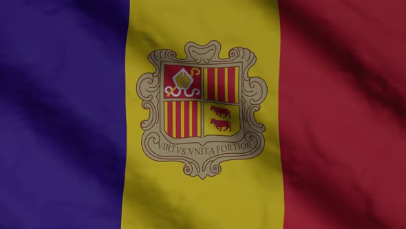 Andorran flag waving in the wind.