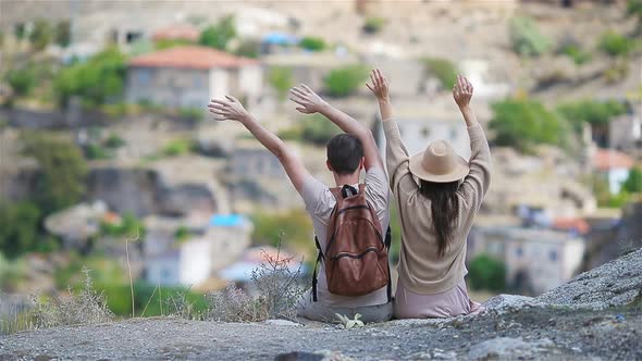 Happy Couple on Summer Vacation in Famous Place