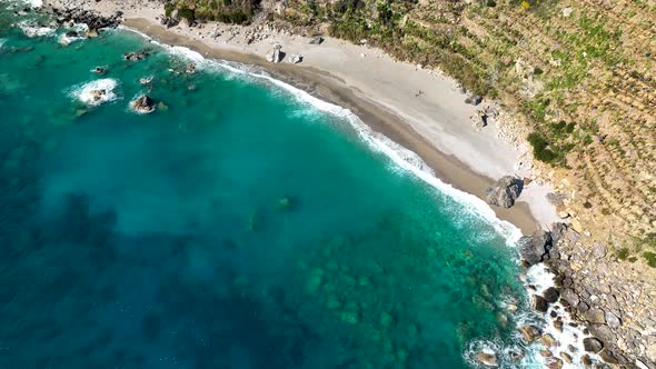 Azure beach on the Mediterranean Sea aerial view 4 K