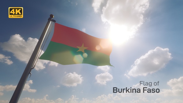 Burkina Faso Flag on a Flagpole V2 - 4K