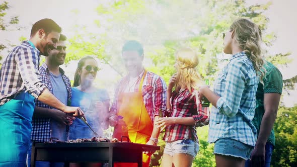 Happy Friends Enjoying Barbecue Party