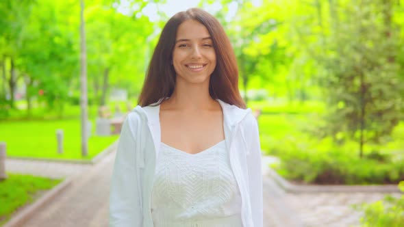 Caucasian Woman Stroll in Town