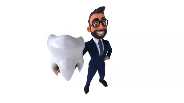Fun 3D cartoon animation of an indian businessman alt