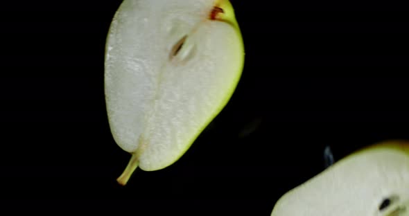 Ripe Pear Falls Into Two Halves. 