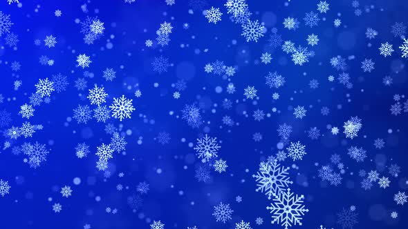 Heavy snowfall, snowflakes in different shapes forms. Snow flakes, snow