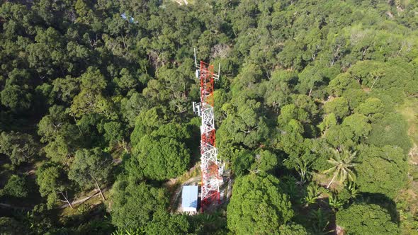 4G, 5G antenna tower near the rural hill