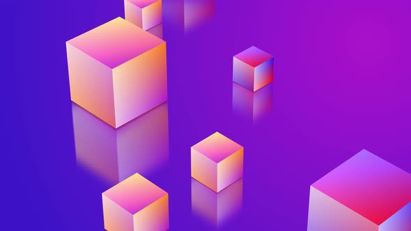 Abstract background with cubes. 3D shape backdrop. Purple and blue gradient