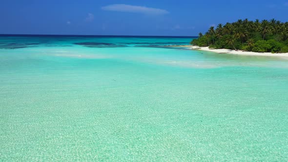 Aerial above sky of tropical sea view beach time by blue lagoon with white sandy background of a day