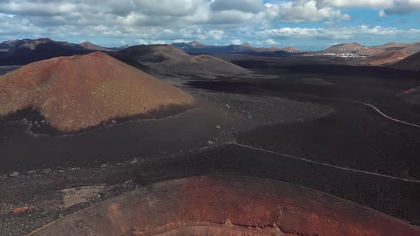 Aerial of Timanfaya, Lanzarote, Canary Islands