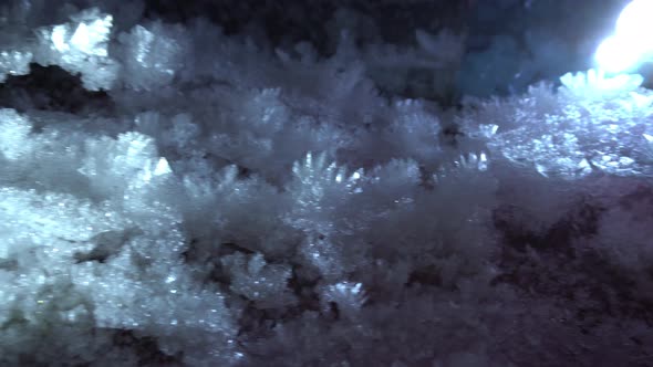 In an Ice Cave with Colored Lighting From Lanterns