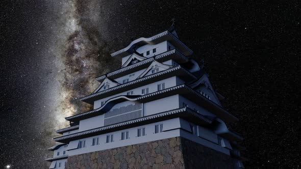 Himeji Castle Milkyway Timelapse