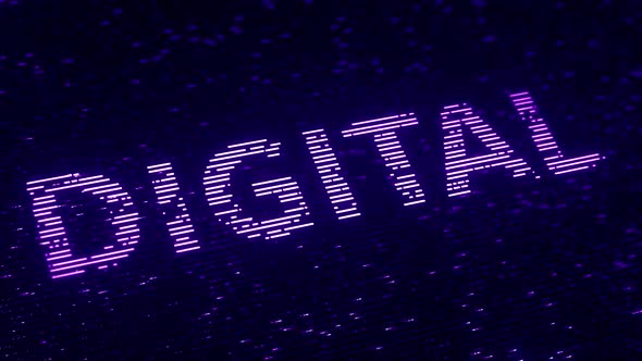 Purple DIGITAL Word Made with Luminescent Particles