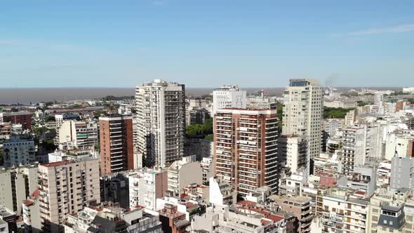 Aerial Clip of the Skyline in Buenos Aires, Argentina