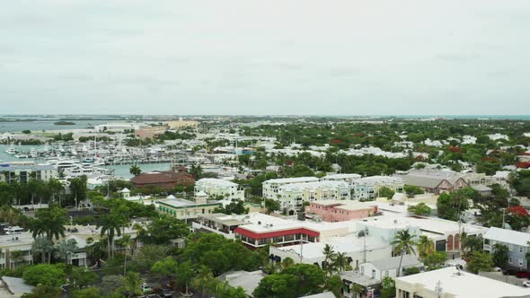 Aerial panning shot Key West FL USA