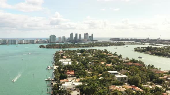 Residential Islands Of Miami Beach Florida Aerial Shot