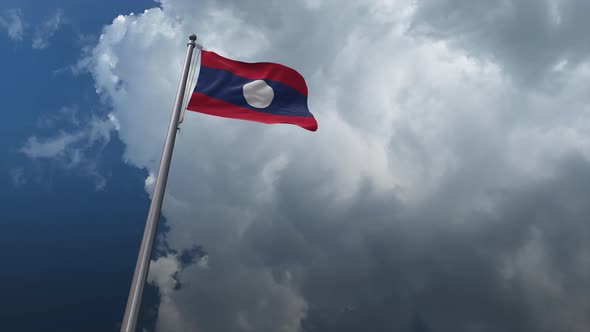 Laos Flag Waving 4K