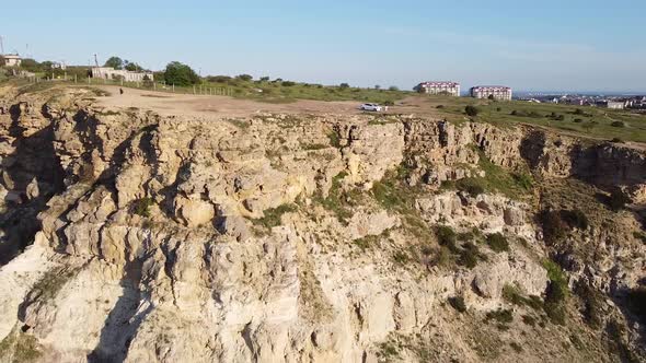 Drone footage of cliff revealing its size