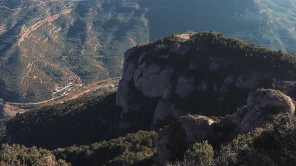 Panoramic view of famous Montserrat mountains, Catalonia