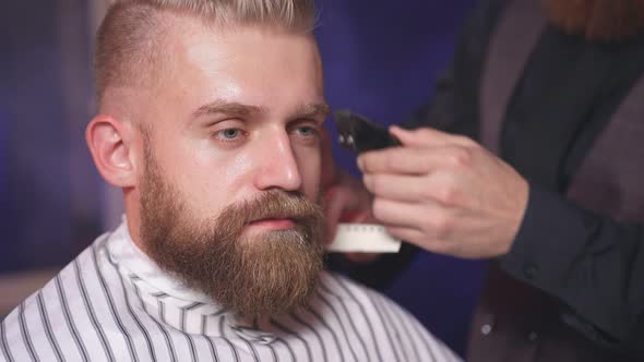 Elegant Bearded Businessman in Barbershop Brutal Hair Style Concept