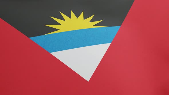 National Flag of Antigua and Barbuda Waving Original Size and Colors 3D Render Republic of Antigua