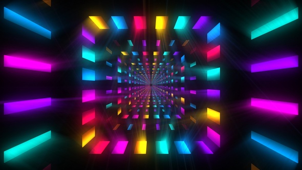 Colorful Lights Tunnel Background 4K