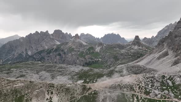 Beautiful cloudy day in Dolomites mountains