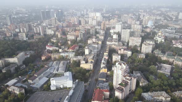 Cityscape of Kyiv, Ukraine. Aerial View, Slow Motion