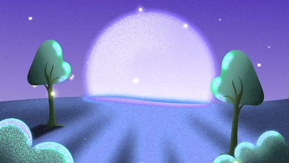 Landscape with moonlight shine in countryside alt