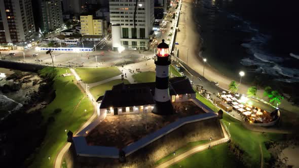 Night aerial view of tourism postal card at downtown Salvador Bahia Brazil.