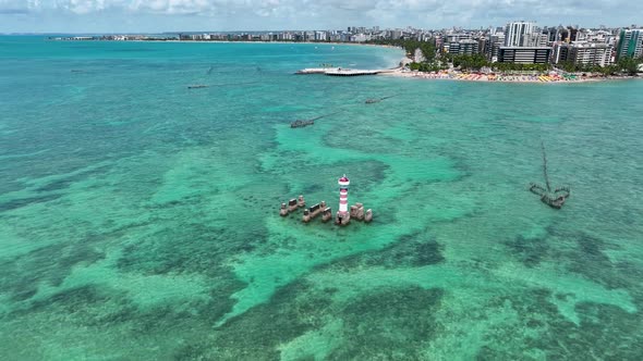 Sights tourism landmark of Alagoas Brazil. Landmark beach at Northeast Brazil.