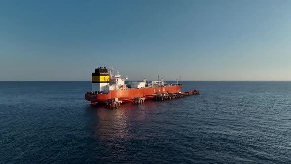 A Gas Tanker is at Sea Aerial View 4 K Turkey Alanya