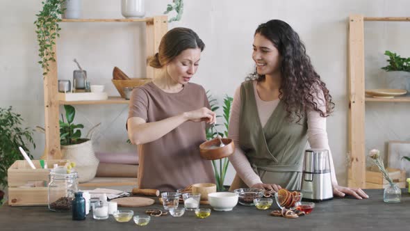 Women Making Natural Scrub Together