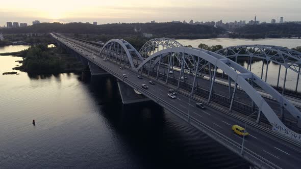 Darnitsky Bridge Over the Dnieper River Ukraine Kiev