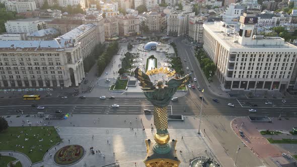 Kyiv. Ukraine: Independence Square, Maidan. Aerial View, Slow Motion