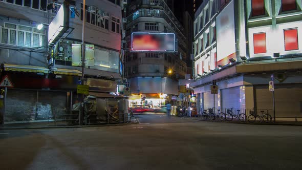 Neon Lights on Tsim Sha Tsui Street Timelapse with Traffic