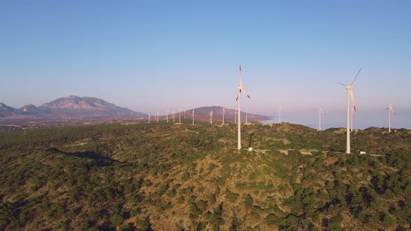 Wind Turbines in Windless Conditions in Wind Power Farm