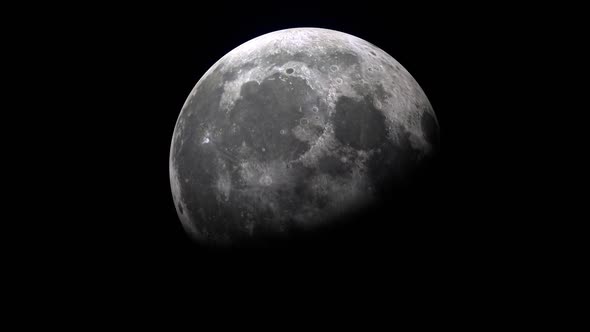 Moon rotate in the dark sky