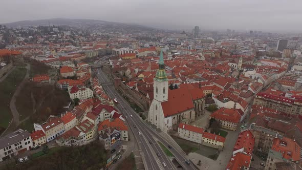 The Old Towns aerial view in Bratislava