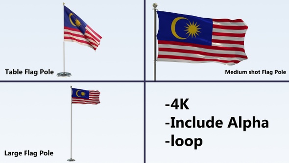 Malaysia Flag Pole Pack 4k-Loop