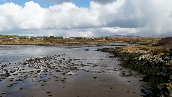 Aerial View of the Mouth of the Owenea River By Ardara in County Donegal  Ireland