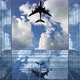 Airplane Flies in the Reflections on the Office Buildings - VideoHive Item for Sale