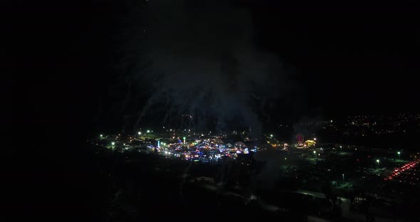 Aerial of Fireworks at Fair in Ventura, CA