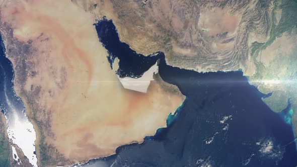 Realistic Earth Zoom Highlight Country United Arab Emirates