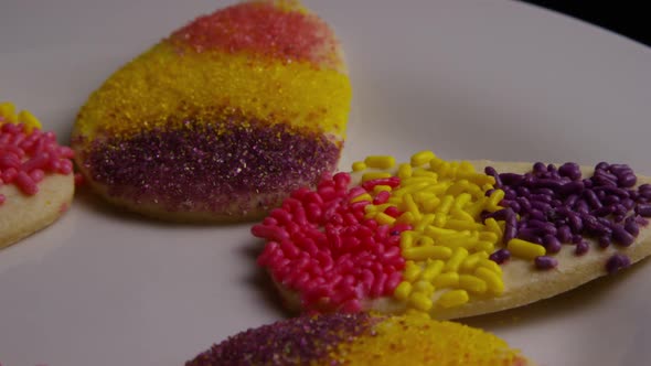 Cinematic, Rotating Shot of Easter Cookies on a Plate